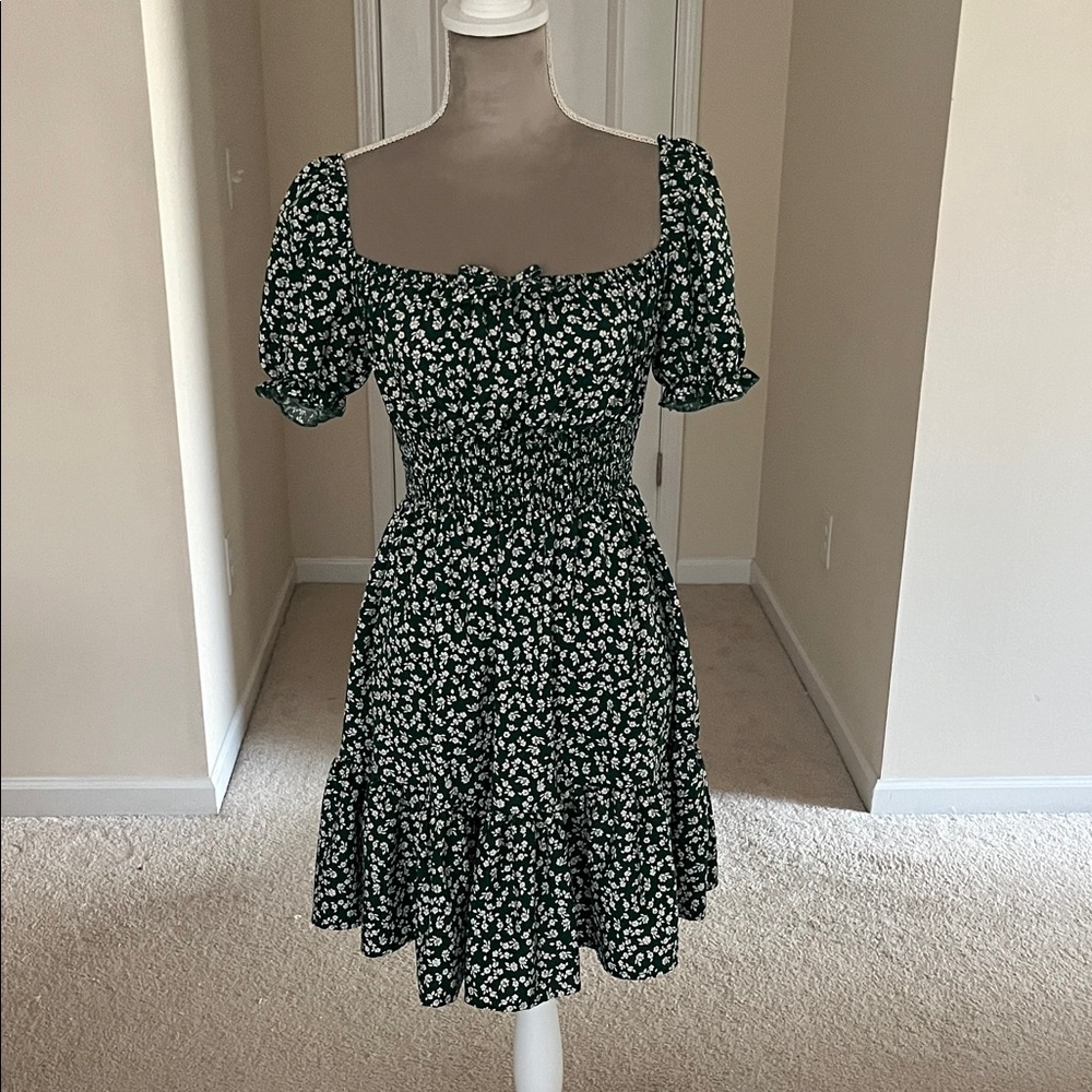 SHEIN Dark Green Floral Mini Dress